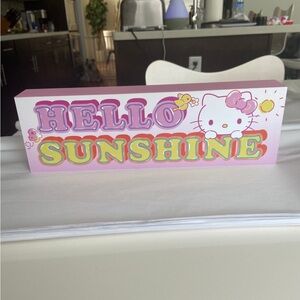 Sanrio Hello Kitty Wall Decor Plaque Sign 2023 Hello Sunshine Wide Block 12”